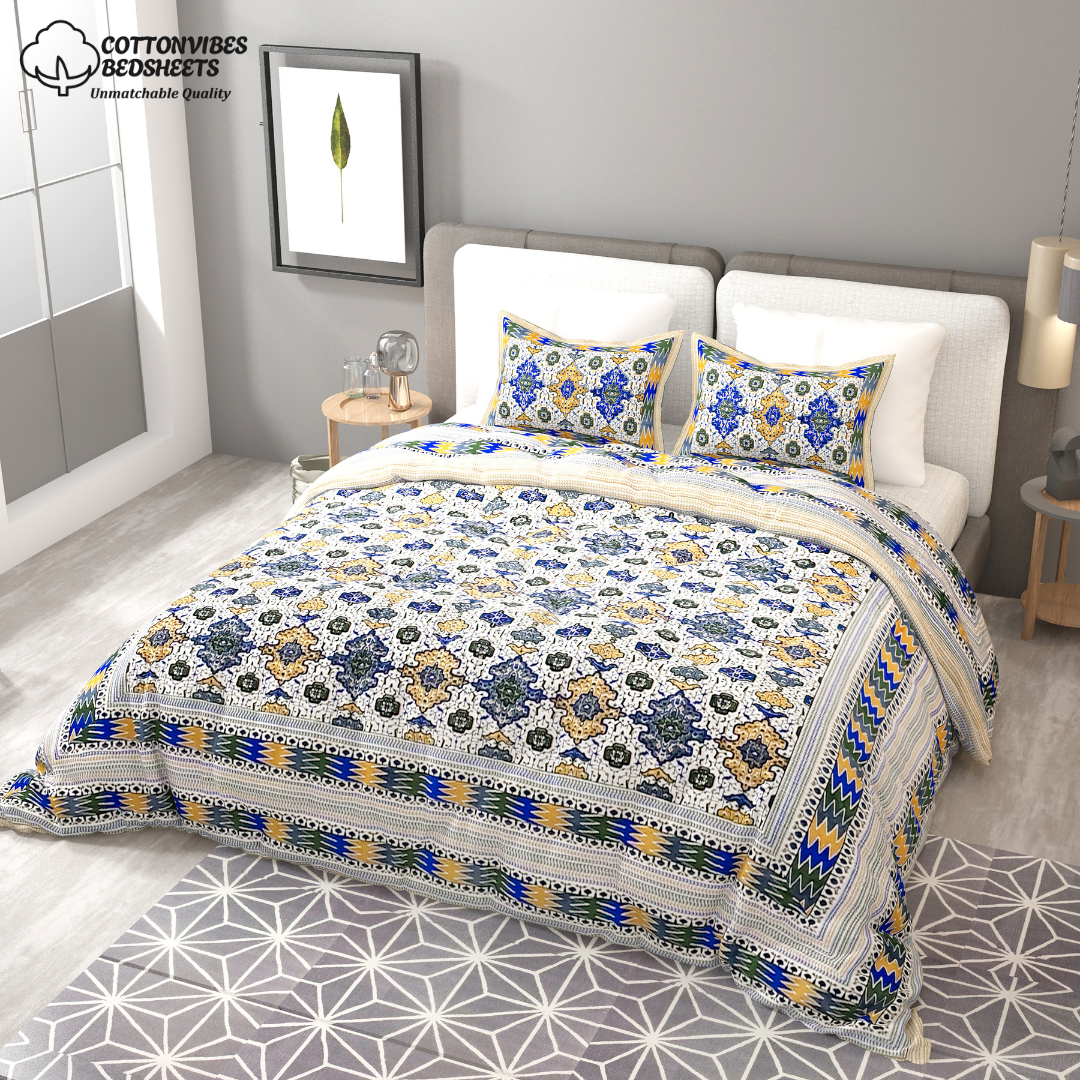Blue Regal Dream Cotton Bedsheet