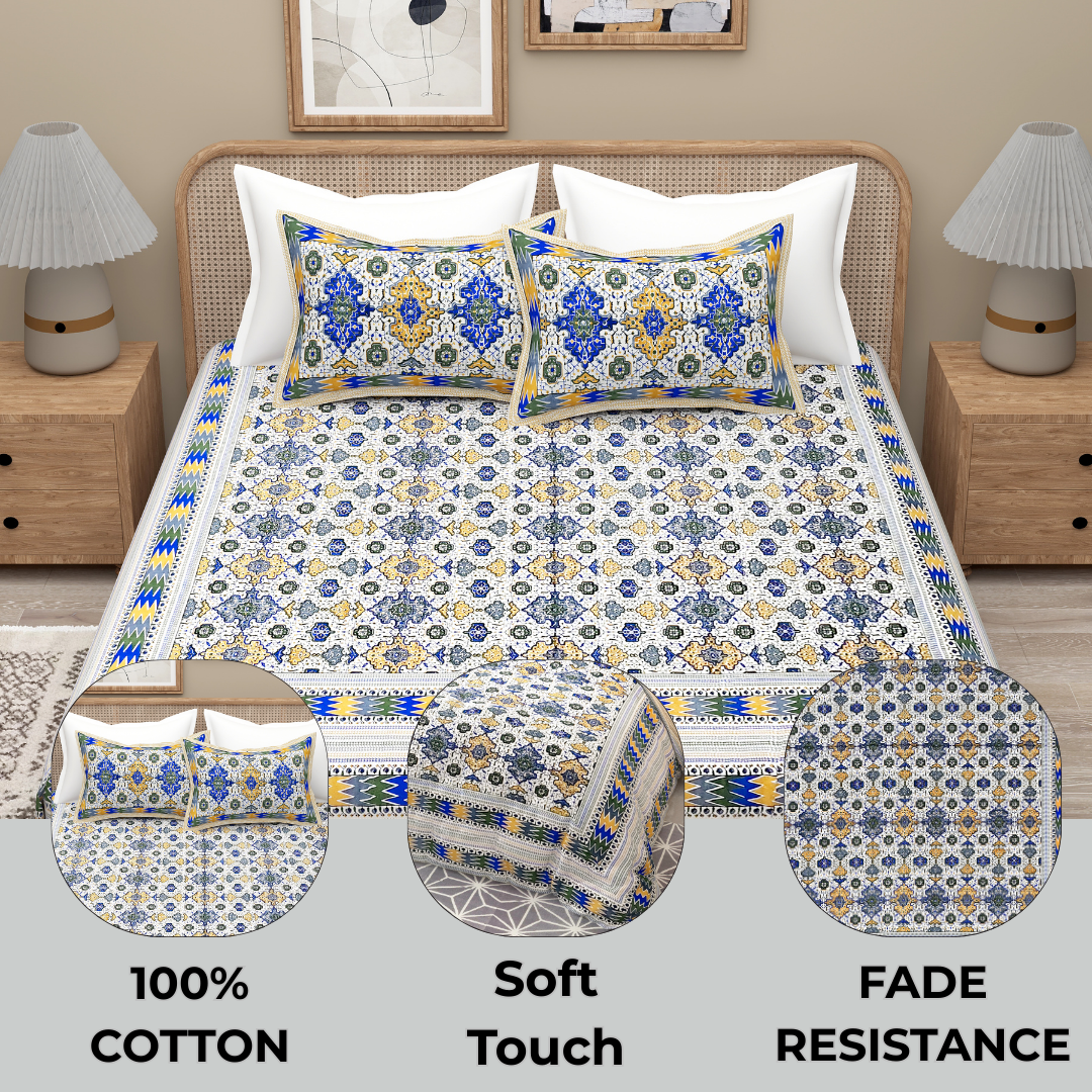 Blue Regal Dream Cotton Bedsheet