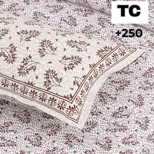 Sydney Purple Blossom Pure Cotton King Size Bedsheet (90x108) with 2 Pillow Covers