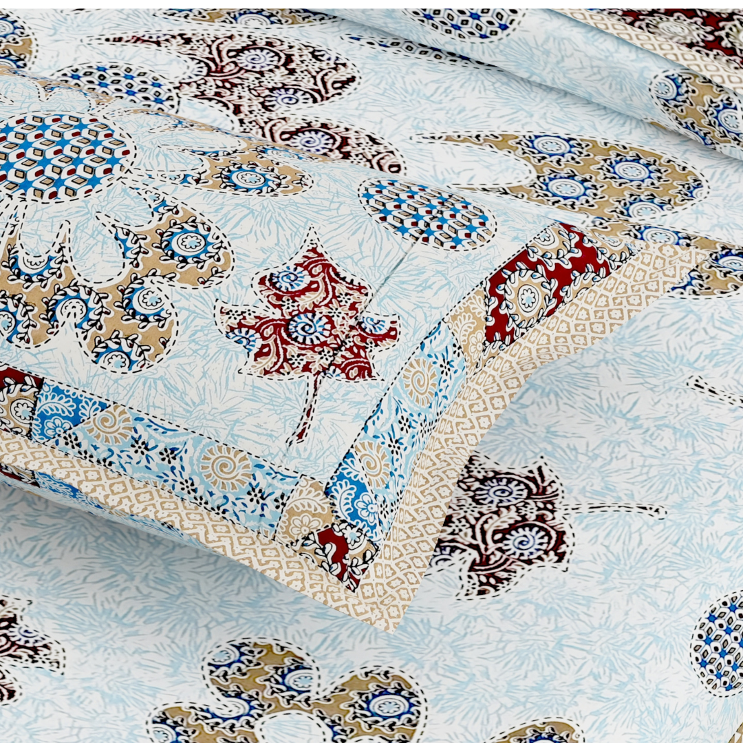 Royal Floral Bliss Pure Cotton Super King Size Bedsheet (108x108) with 2 Pillow Covers