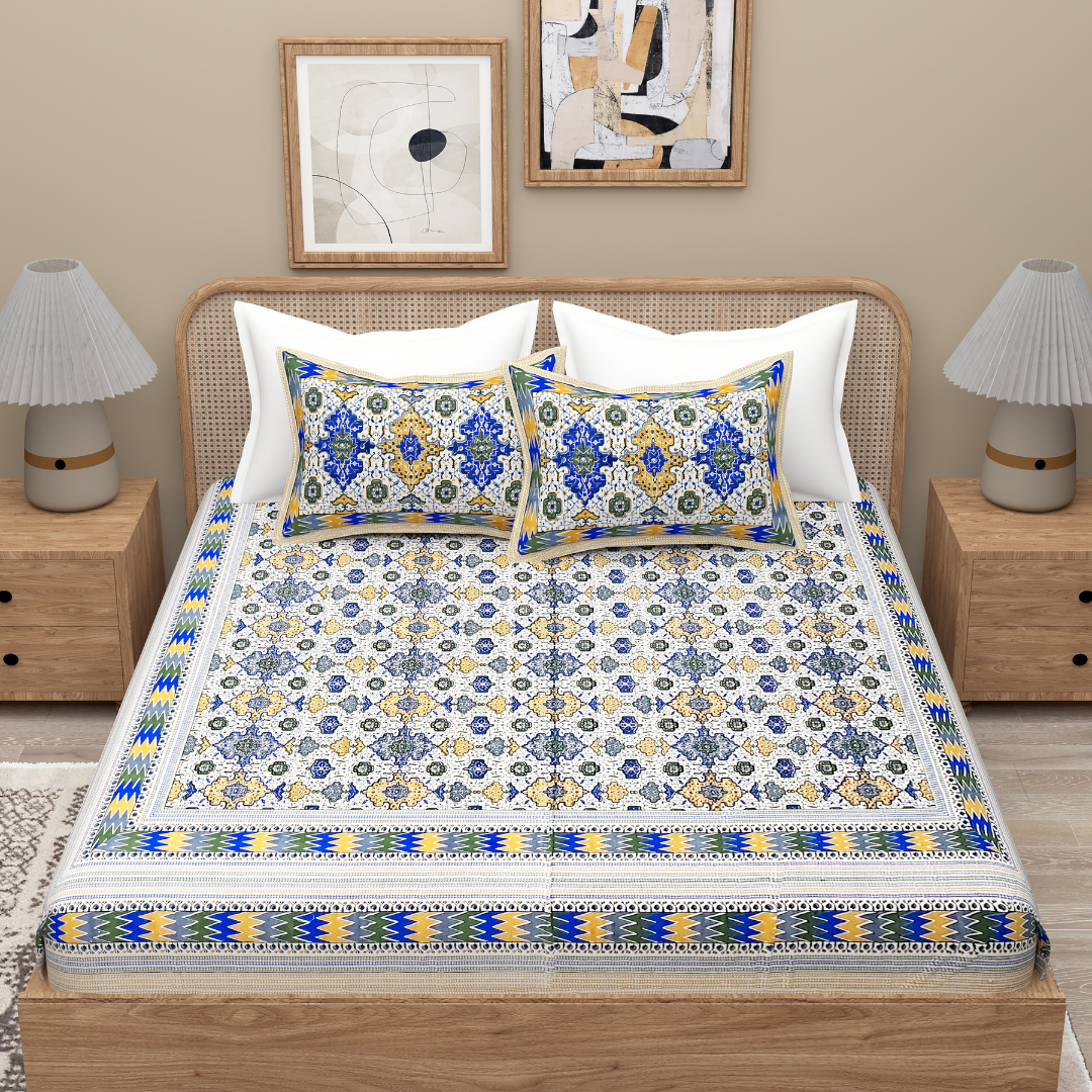 Blue Regal Dream Cotton Bedsheet