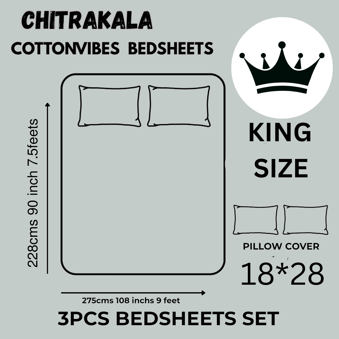 Chitrakala Ras Rang – Rama Green King Size Bedsheet with Pillow Covers