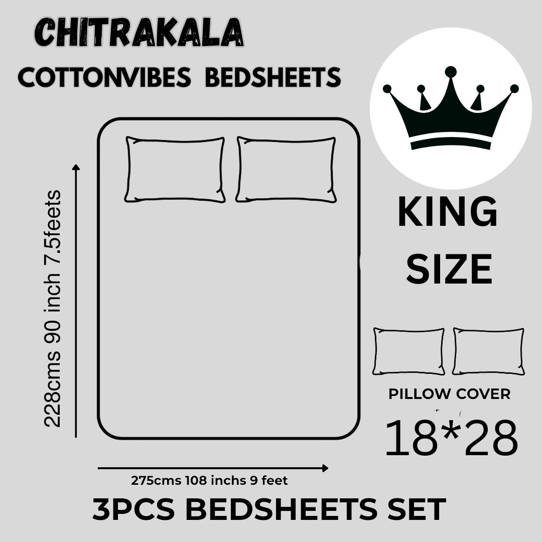 Chitrakala Palki Darbar – Blue Grey King Size Bedsheet with Pillow Covers