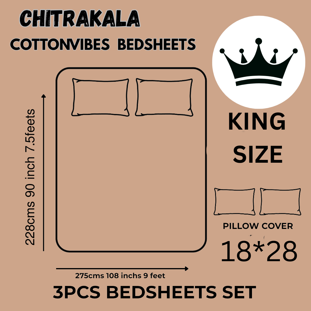 Chitrakala Palki Darbar – Golden King Size Bedsheet with Pillow Covers