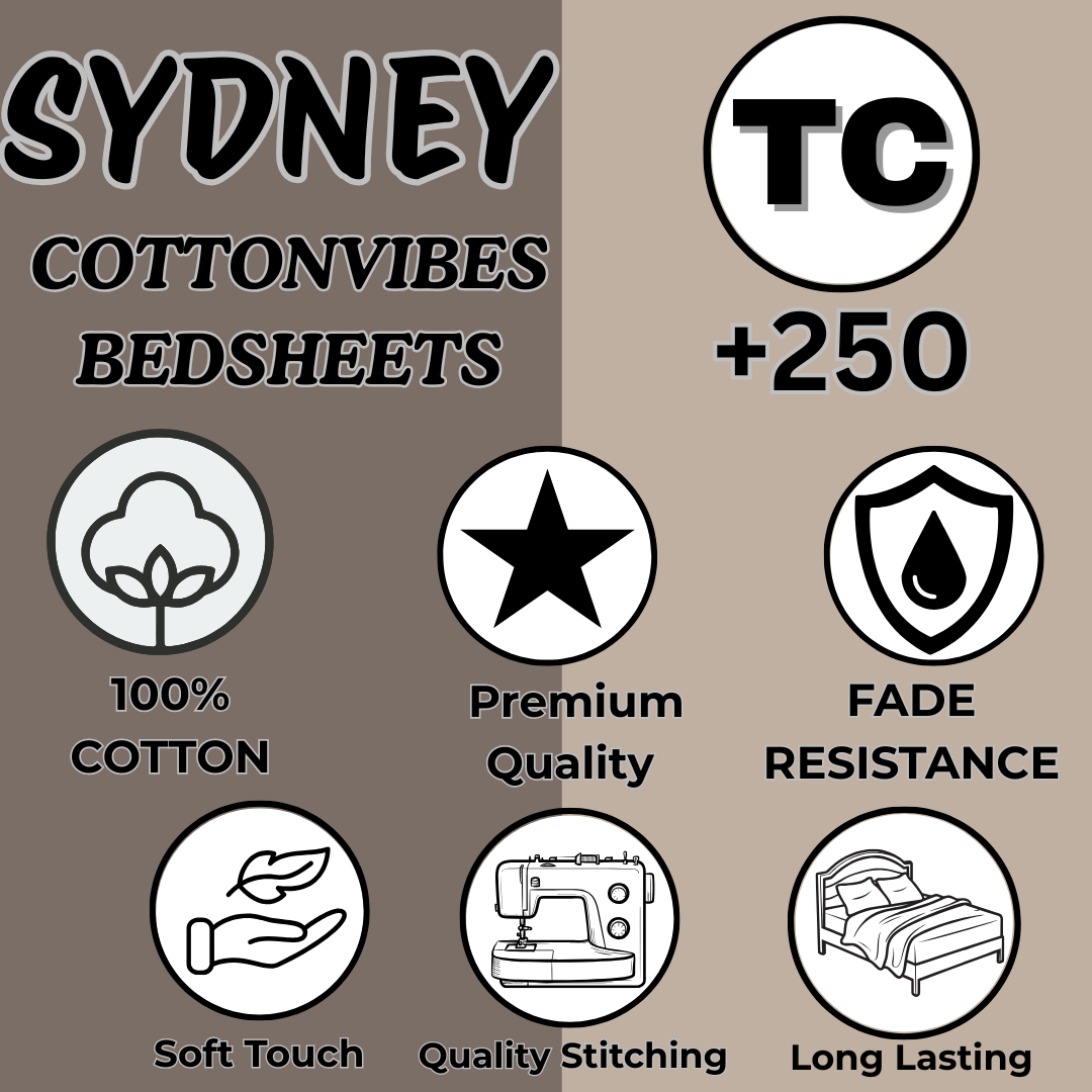 Sydney Golden Bloom Pure Cotton King Size Bedsheet (90x108) with 2 Pillow Covers