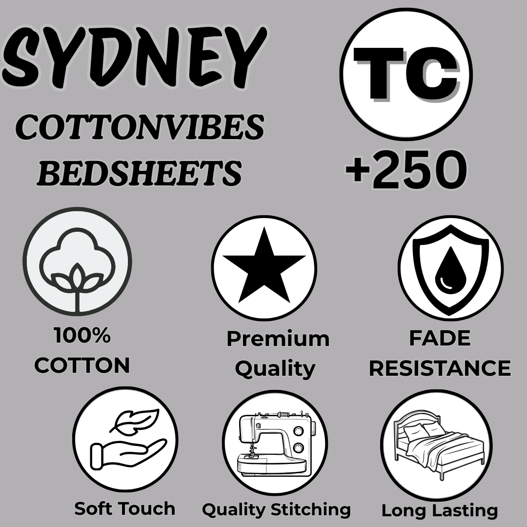 Sydney Purple Blossom Pure Cotton King Size Bedsheet (90x108) with 2 Pillow Covers