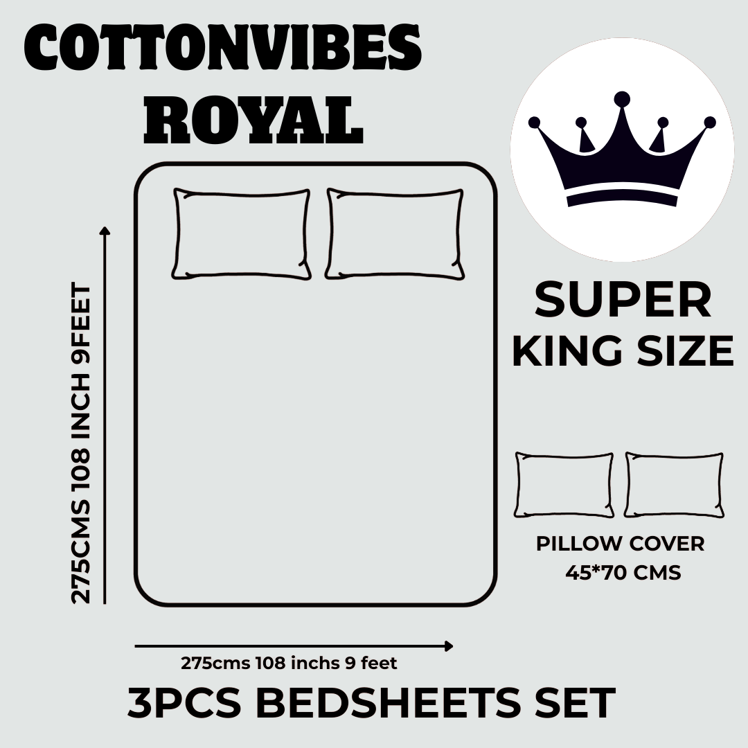 Royal Floral Bliss Pure Cotton Super King Size Bedsheet (108x108) with 2 Pillow Covers