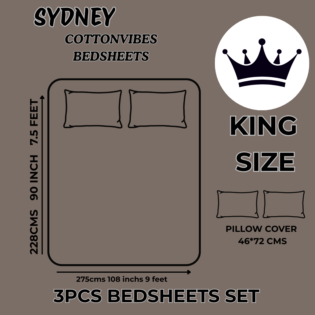 Sydney Golden Bloom Pure Cotton King Size Bedsheet (90x108) with 2 Pillow Covers