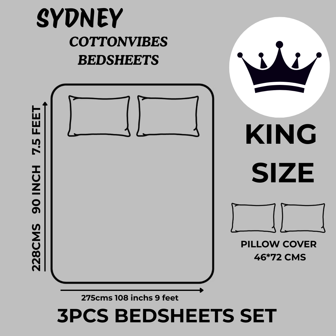 Sydney Purple Blossom Pure Cotton King Size Bedsheet (90x108) with 2 Pillow Covers
