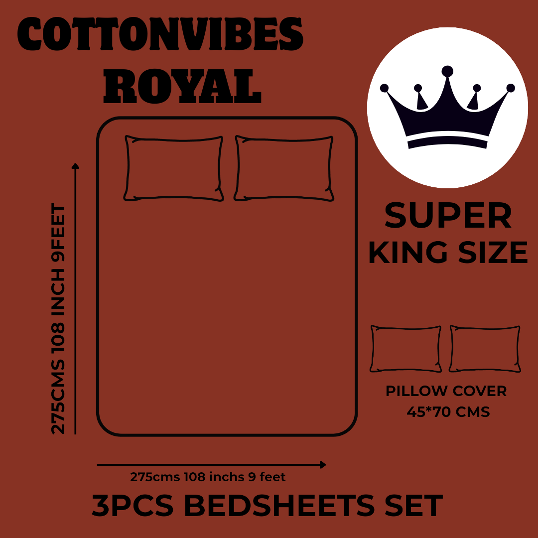 Royal Elephant Heritage Pure Cotton Super King Size Bedsheet (108x108) with 2 Pillow Covers