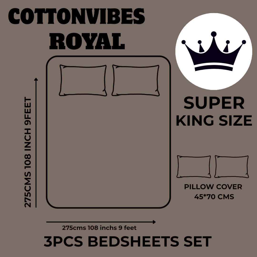 Royal Peacock Print Pure Cotton Super King Size Bedsheet 108x108 for Double Bed with 2 Pillow Covers