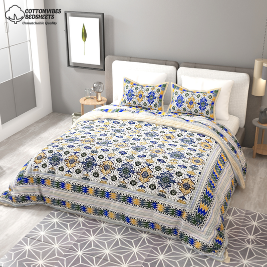 Blue Regal Dream Cotton Bedsheet