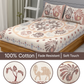 Royal Peacock Print Pure Cotton Super King Size Bedsheet 108x108 for Double Bed with 2 Pillow Covers