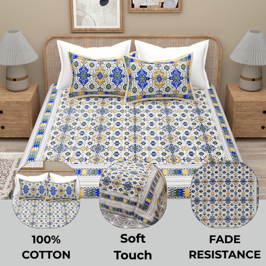 Blue Regal Dream Cotton Bedsheet