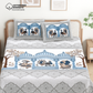 Chitrakala Palki Darbar – Blue Grey King Size Bedsheet with Pillow Covers