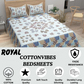 Royal Floral Bliss Pure Cotton Super King Size Bedsheet (108x108) with 2 Pillow Covers